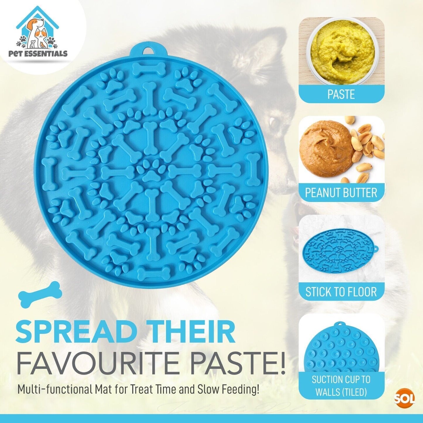 2-Pack Licky Mat for Dogs and Cats with Suction and Spatula for Wall Feeding